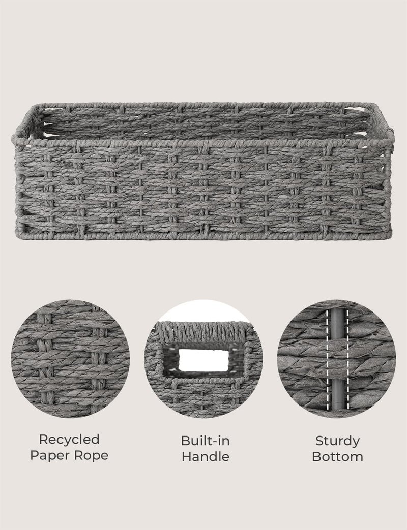 StorageWorks Toilet Tank Basket for Bathroom, Round Paper Rope Wicker Storage Basket Back of Toilet Tank Top, 14 ¼"L x 6 ¾"W x 3 ¾"H, 1 Pack - Image 3